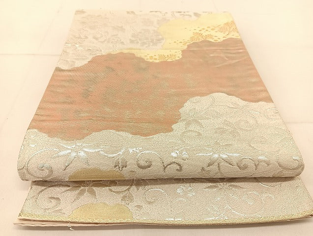 平和屋着物◎六通柄袋帯 栄箔錦 道長花唐草文 金銀糸 引箔 正絹 逸品 BAAU2467yc