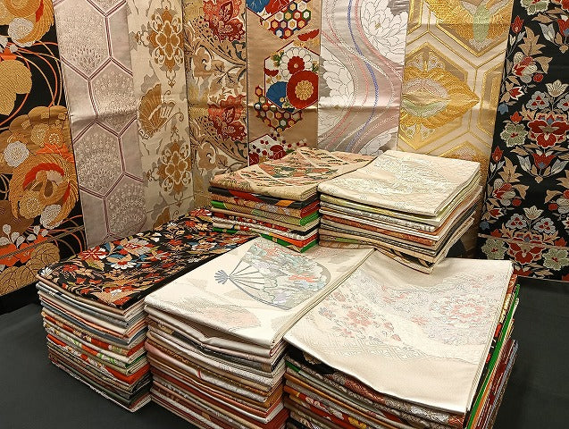 平和屋着物■袋帯 西陣 まとめて100点 鳳凰 向かい鶴 尾長鳥 鴛鴦 向かい蝶 風景 更紗 松竹梅 正倉院 佐賀錦 未使用品あり 全て正絹 mmm937