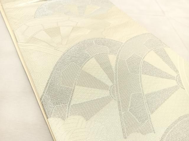平和屋着物◎六通柄袋帯 片輪車青海波 銀糸 正絹 逸品 BAAU6036yc
