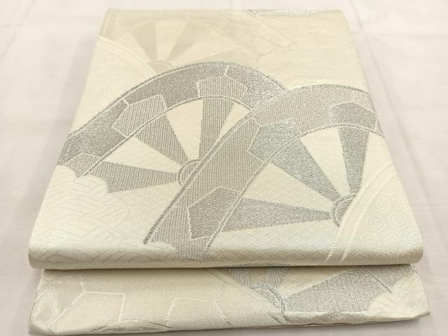 平和屋着物◎六通柄袋帯 片輪車青海波 銀糸 正絹 逸品 BAAU6036yc