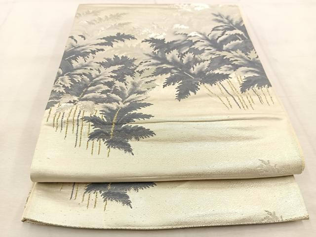 平和屋着物◎六通京柄袋帯 樹林文 金銀糸 正絹 逸品 BAAU6056yc
