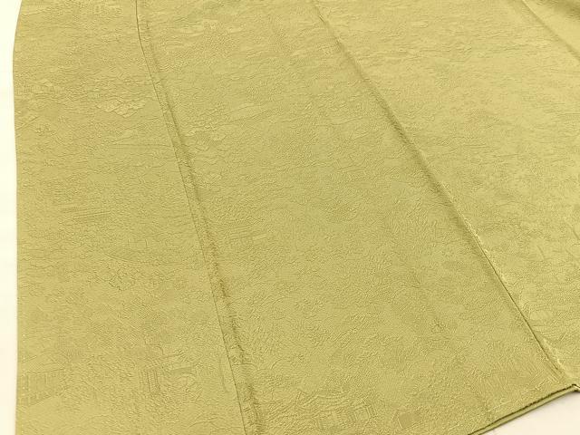 平和屋着物●上質な色無地 千年栄華 寿光織 青朽葉色 反端付き 正絹 逸品 未使用 BAAU4350mz