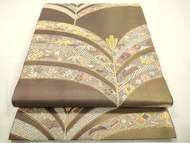 平和屋着物▼六通柄袋帯 唐織 登松宝飾文 金糸 正絹 逸品 DAAU9676fe