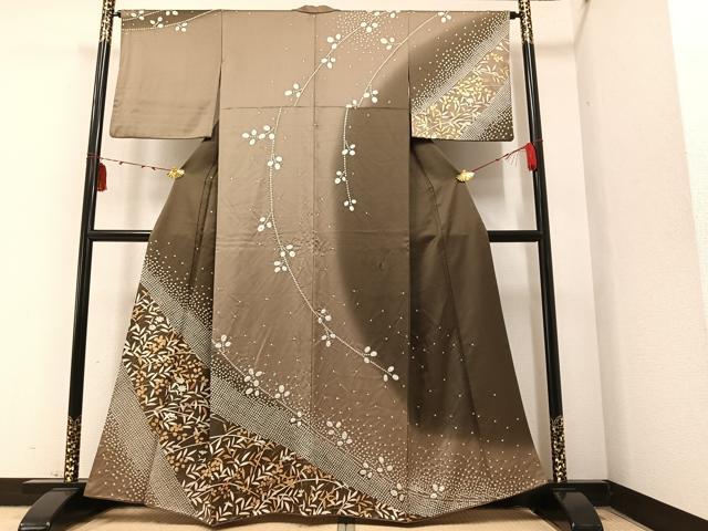 平和屋着物●訪問着 草花文 暈し染め 金彩 正絹 逸品 AAAY8669ph