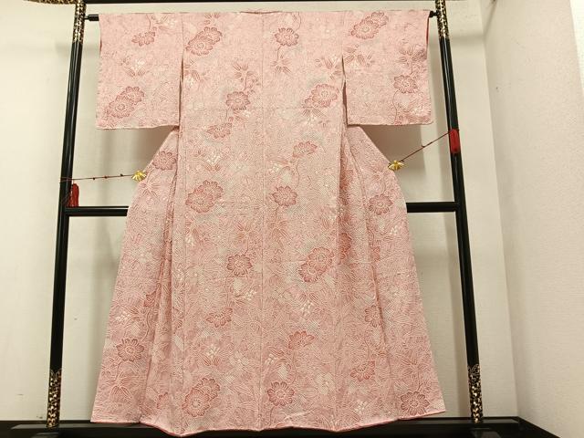 平和屋着物●上質な小紋 絞り 草花文 正絹 逸品 未使用 AAAY8679ph