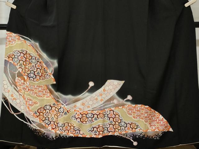 平和屋着物■豪華黒留袖 駒刺繍 吉祥文 暈し染め 金彩 正絹 逸品 CAAV2165ev