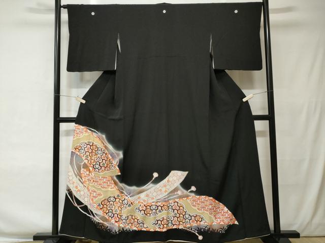 平和屋着物■豪華黒留袖 駒刺繍 吉祥文 暈し染め 金彩 正絹 逸品 CAAV2165ev