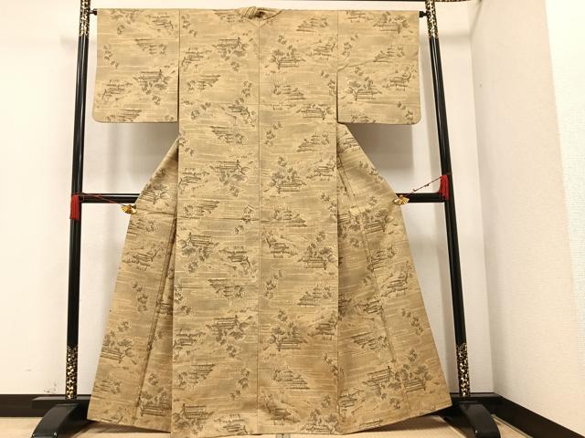 平和屋着物●上質な紬 風景草木文 正絹 逸品 AAAZ0575ph