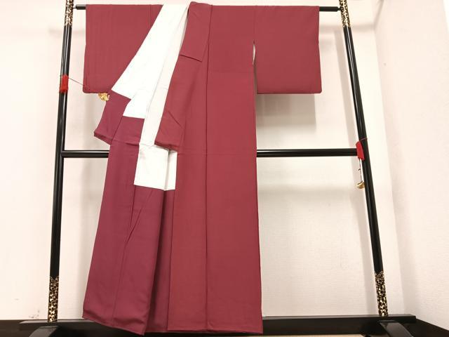 平和屋着物●銀座きしや 色無地 葡萄茶色 正絹 逸品 AAAZ0573ph