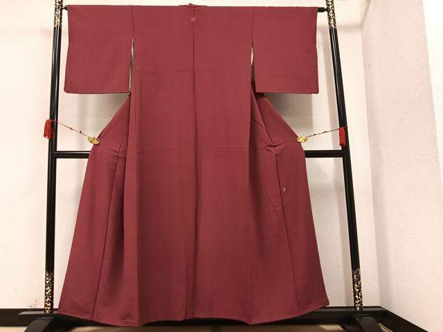 平和屋着物●銀座きしや 色無地 葡萄茶色 正絹 逸品 AAAZ0573ph