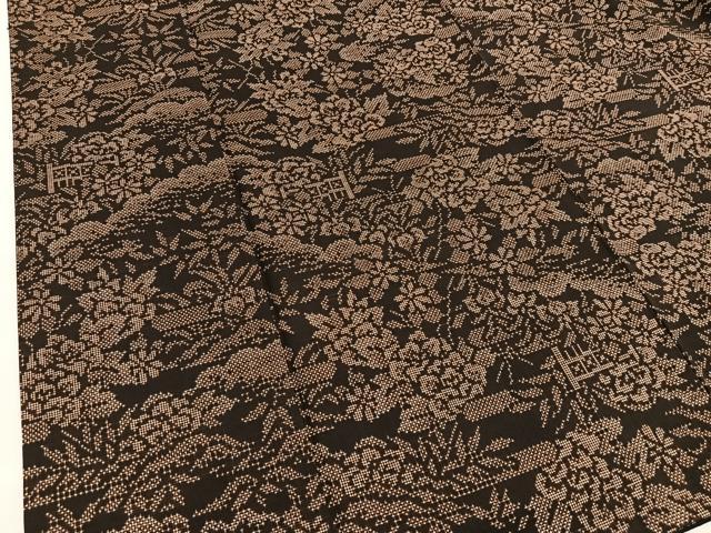 平和屋着物●本場大島紬 7マルキ 草花尽くし 正絹 逸品 BAAU4767gt
