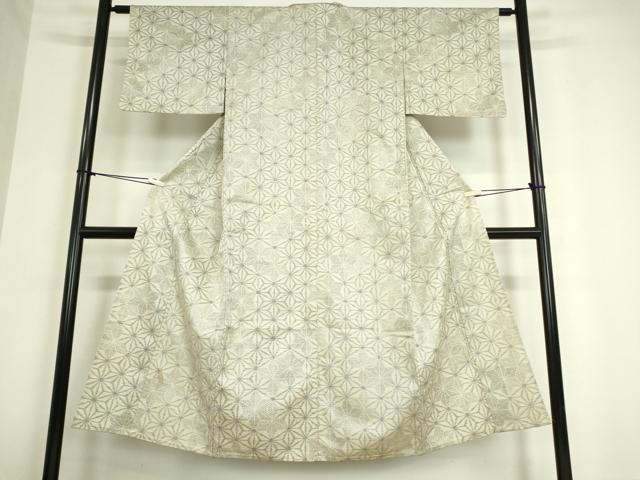 平和屋着物▽上質な紬 単衣 麻の葉文 正絹 逸品 DAAV5179az
