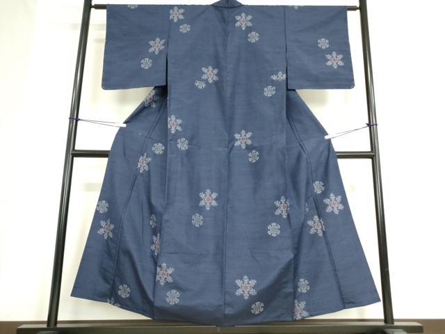 平和屋着物▽上質な紬 単衣 雪輪文 正絹 逸品 未使用 DAAV5191az