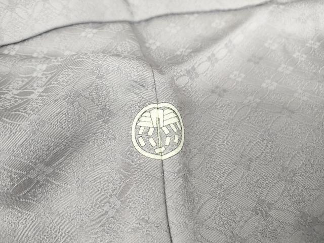 平和屋着物▽色無地 単衣 七宝花地紋 薄鼠色 洗える着物 DAAV5193az
