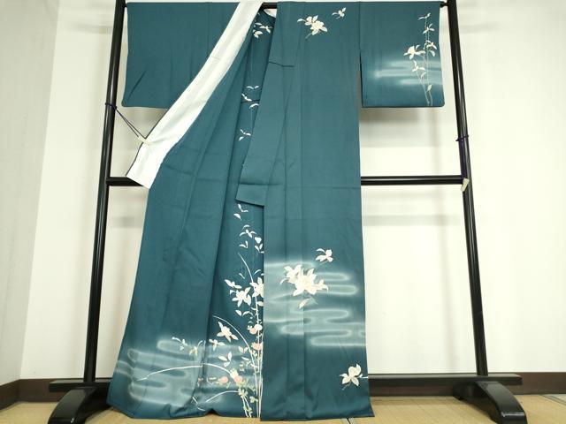 平和屋着物▽訪問着 単衣 霞草花文 暈し染め 金彩 正絹 逸品 DAAV5203az