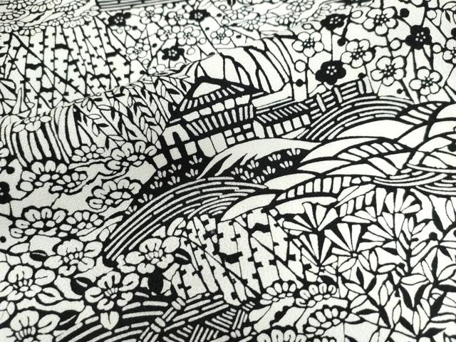 平和屋着物●上質な小紋 型染め 浜松風景草花文 正絹 逸品 CAAU3176yc