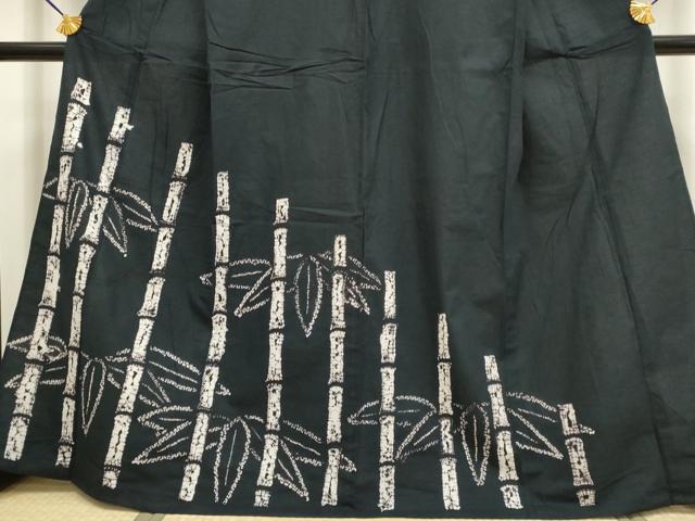 平和屋着物∴極上 夏物 浴衣 絞り 笹竹文 濃い紺地 綿 逸品 DZAA20292kh5
