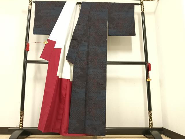 平和屋着物●結城紬 80亀甲 草花文 正絹 逸品 AAAZ1821ph