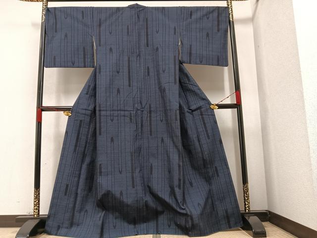 平和屋着物●結城紬 80亀甲 変わり間道 正絹 逸品 AAAZ1937ph