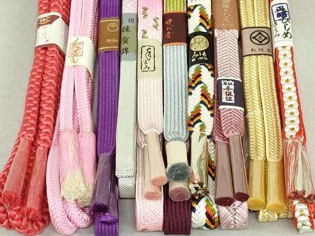 平和屋着物●和装小物 帯締め10本 高麗組 笹浪組 佐賀錦 手組紐 くみひも 金銀糸 松坂屋扱い 逸品 未使用 DAAV8039by