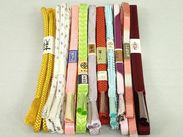 平和屋着物●和装小物 帯締め10本 佐賀錦 手組紐 くみひも 金糸 松坂屋扱い 逸品 未使用 DAAV8047by