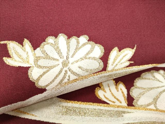 平和屋着物●爪掻き本綴れ 八寸名古屋帯 流水菊文 金銀糸 正絹 逸品 CAAW4590hy