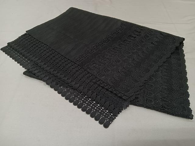 平和屋着物#道行コート 立涌地紋 黒地 ショール付き ロング丈 正絹 逸品 未使用 CAAV5918id