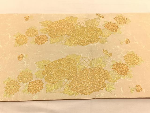 平和屋着物◎太鼓柄袋帯 花籠文 金糸 引箔 正絹 逸品 BAAU5280hv