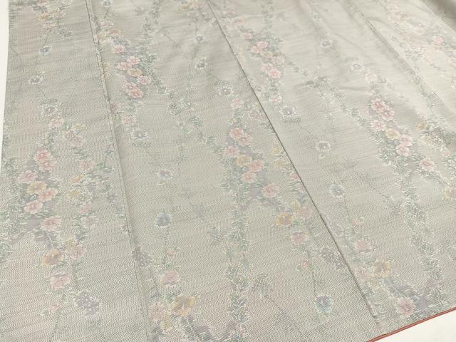 平和屋着物●本場大島紬 白大島 カタス9マルキ 草花文 正絹 逸品 未使用 AAAZ2413ph