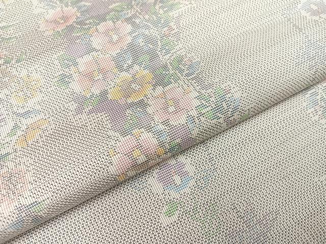 平和屋着物●本場大島紬 白大島 カタス9マルキ 草花文 正絹 逸品 未使用 AAAZ2413ph