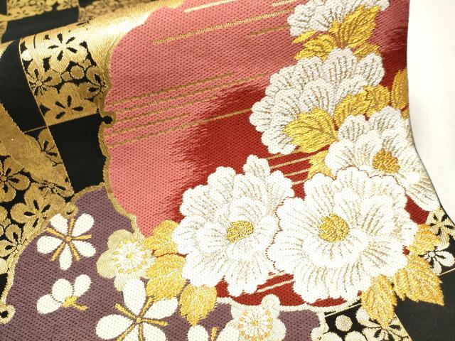 平和屋着物●六通柄袋帯 唐織 雪輪舞花文 金糸 鈴乃屋扱い 正絹 逸品 CAAW4699hy