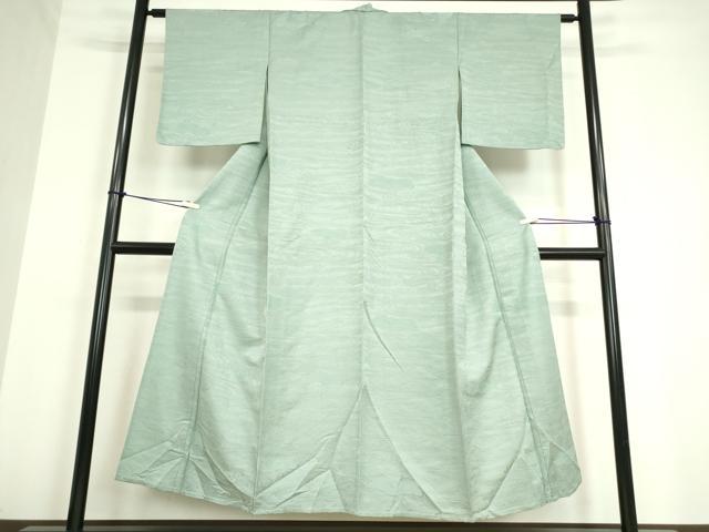 平和屋着物▽上質な色無地 単衣 流水籬地紋 秘色色 正絹 逸品 DAAV5331az