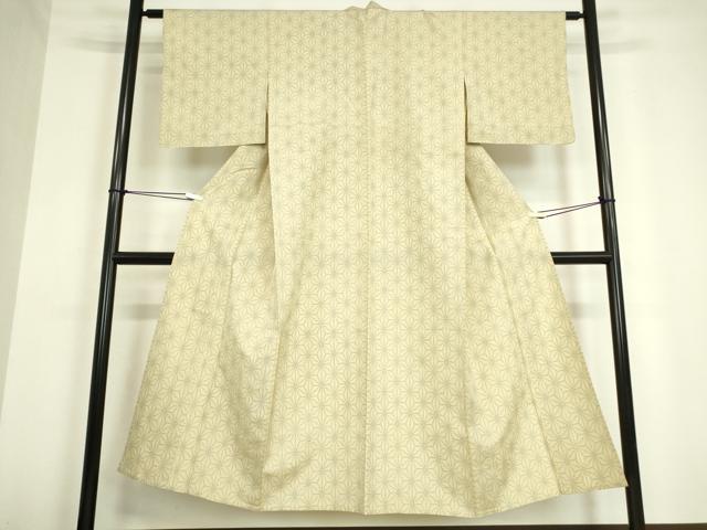 平和屋着物▽上質な紬 単衣 麻の葉文 正絹 逸品 DAAV5332az