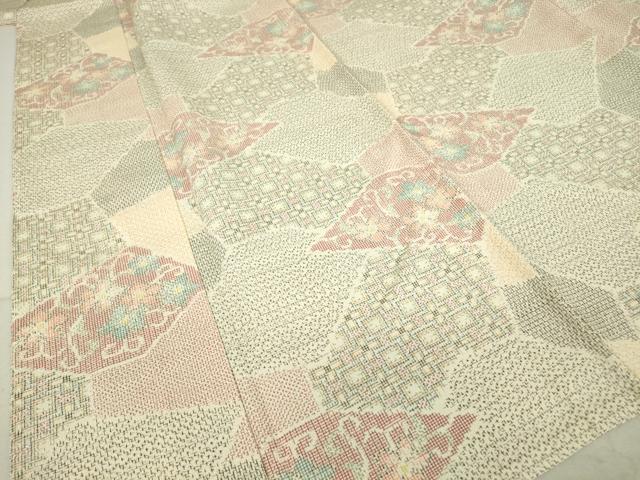 平和屋着物▽本塩沢 単衣 花切嵌め文様 正絹 逸品 DAAV5356az