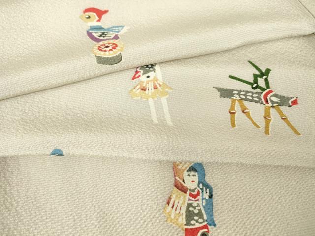 平和屋着物▽上質な小紋 単衣 型染め 玩具文 正絹 逸品 DAAV5365az