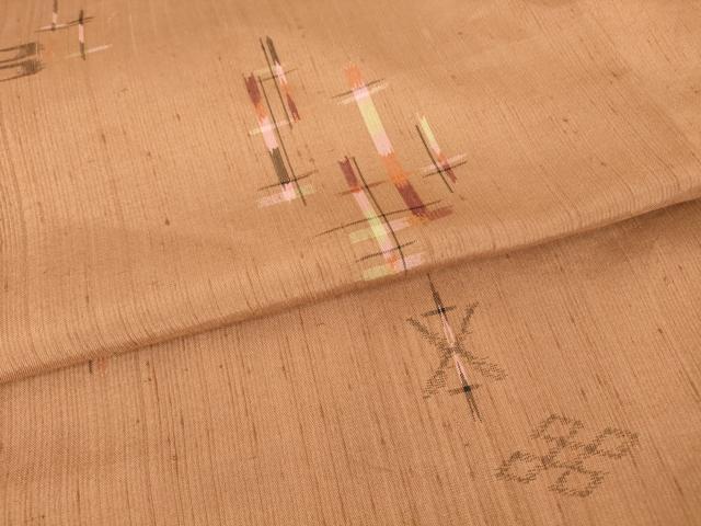 平和屋着物▽上質な紬 単衣 琉球絣文様 正絹 逸品 DAAV5362az