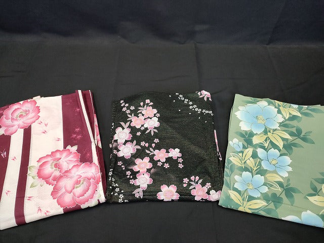 平和屋本店■浴衣 まとめて 3点 花柄 Kansai 山本寛斎 しじら織 など 着用可能多数 ppp2446 km