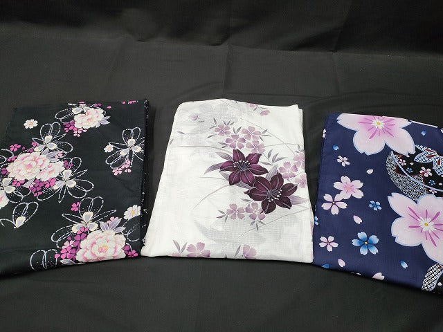 平和屋本店■浴衣 まとめて 3点 花柄 百合 ラメ 綿紅梅 など 着用可能多数 ppp2432 km