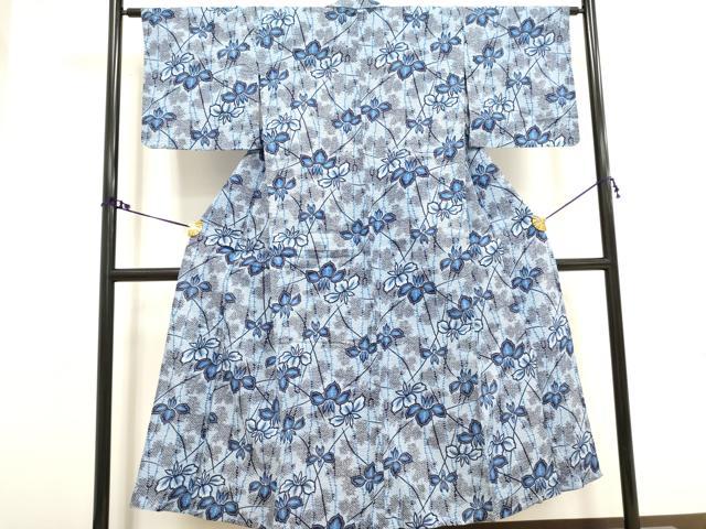 平和屋着物∴夏物 浴衣 舞花文 杜若 綿 逸品 DAAV7312cd