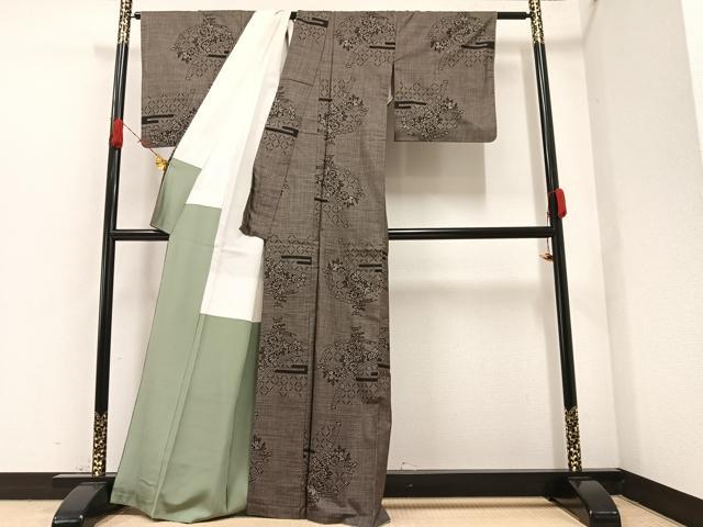 平和屋着物●本場大島紬 一元7マルキ 花籬文 正絹 逸品 AAAZ4517ph