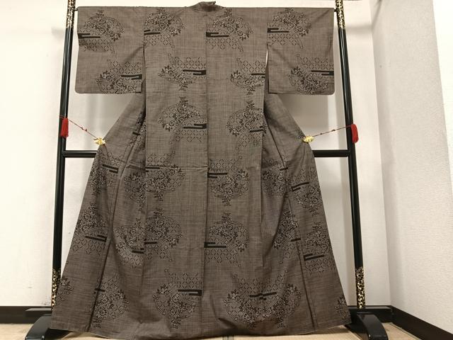 平和屋着物●本場大島紬 一元7マルキ 花籬文 正絹 逸品 AAAZ4517ph