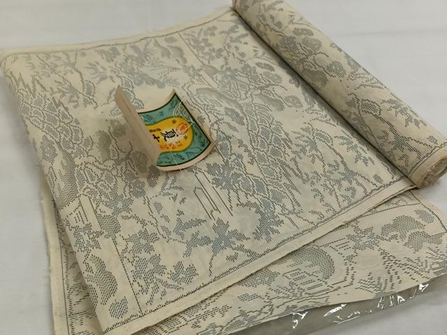 平和屋着物*夏物 本場大島紬 反物 夏大島 白大島 風景文 着尺 逸品 未使用 CAAW3413qv