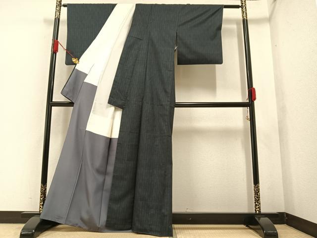 平和屋着物●本場大島紬 一元7マルキ 立涌文 正絹 逸品 AAAZ4943ph