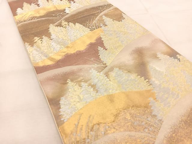 平和屋着物◎六通柄袋帯 樹林文 金銀糸 引箔 正絹 逸品 BAAU6492yc