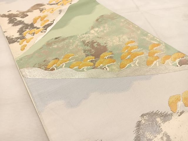 平和屋着物◎六通柄袋帯 風景松文 金銀糸 引箔 正絹 逸品 BAAU6477yc