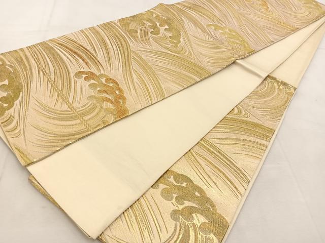 平和屋着物◎六通柄袋帯 立波文 金糸 正絹 逸品 BAAU6516yc