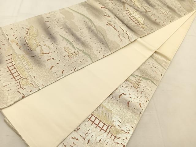 平和屋着物◎六通柄袋帯 都百景 金銀糸 正絹 逸品 未使用 BAAU6552yc