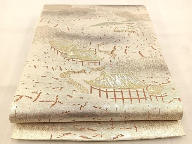 平和屋着物◎六通柄袋帯 都百景 金銀糸 正絹 逸品 未使用 BAAU6552yc