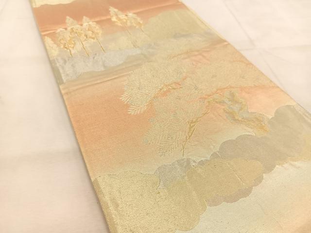 平和屋着物◎六通柄袋帯 雲重ね松文 金銀糸 正絹 逸品 BAAU6592yc