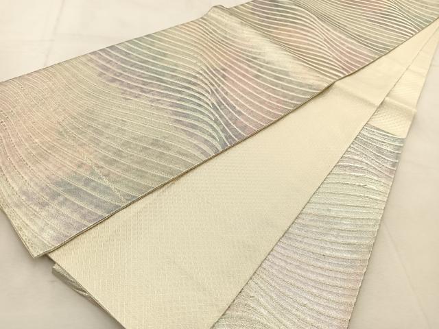 平和屋着物◎佐賀錦 六通柄袋帯 よろけ縞 金銀糸 正絹 逸品 BAAU6616yc